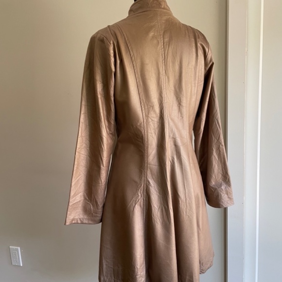 Fit and flare jacket mid length Tan Faux Leather - Picture 14 of 14